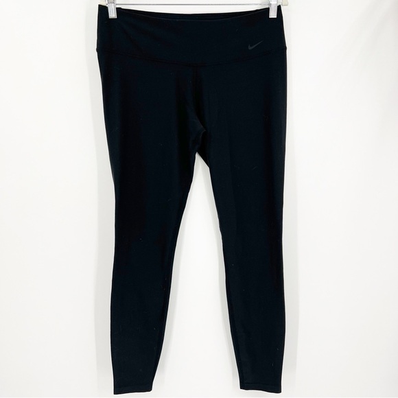 Nike Black 28" Inseam Mid Rise Yoga Leggings Size Large Exercise Running - Picture 1 of 5